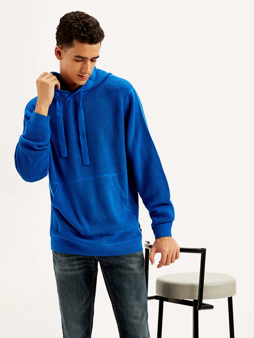 Men's Solid Blue Hooded Sweatshirt – Levis India Store