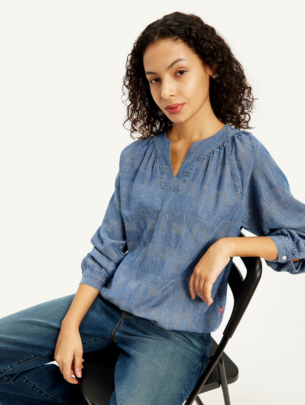 Oversized Womens Peasant Tops Oversized Pleated Linen Blouse