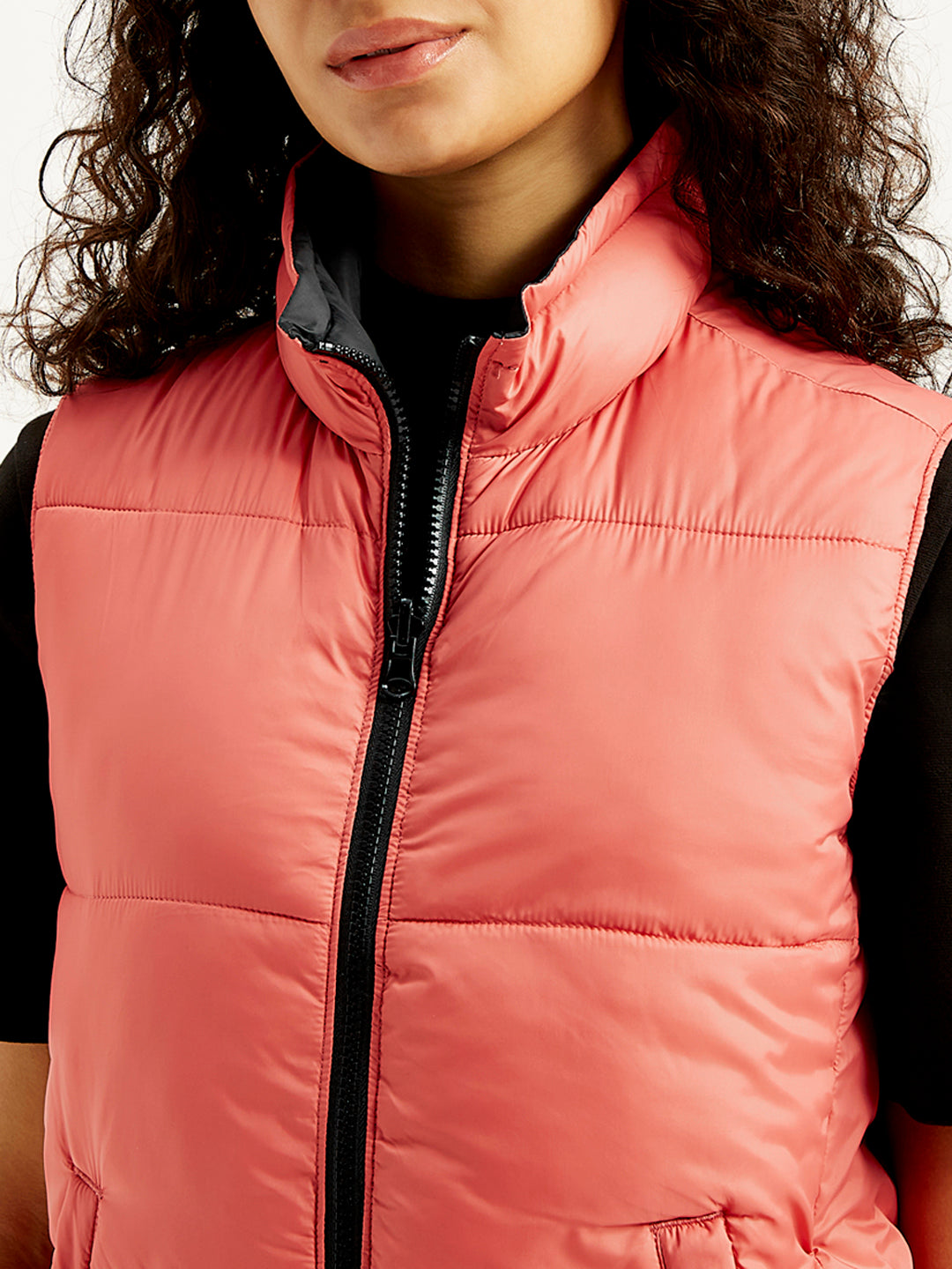Winter Jacket Ladies Peach Jacket Women's Quilted Peach High Neck