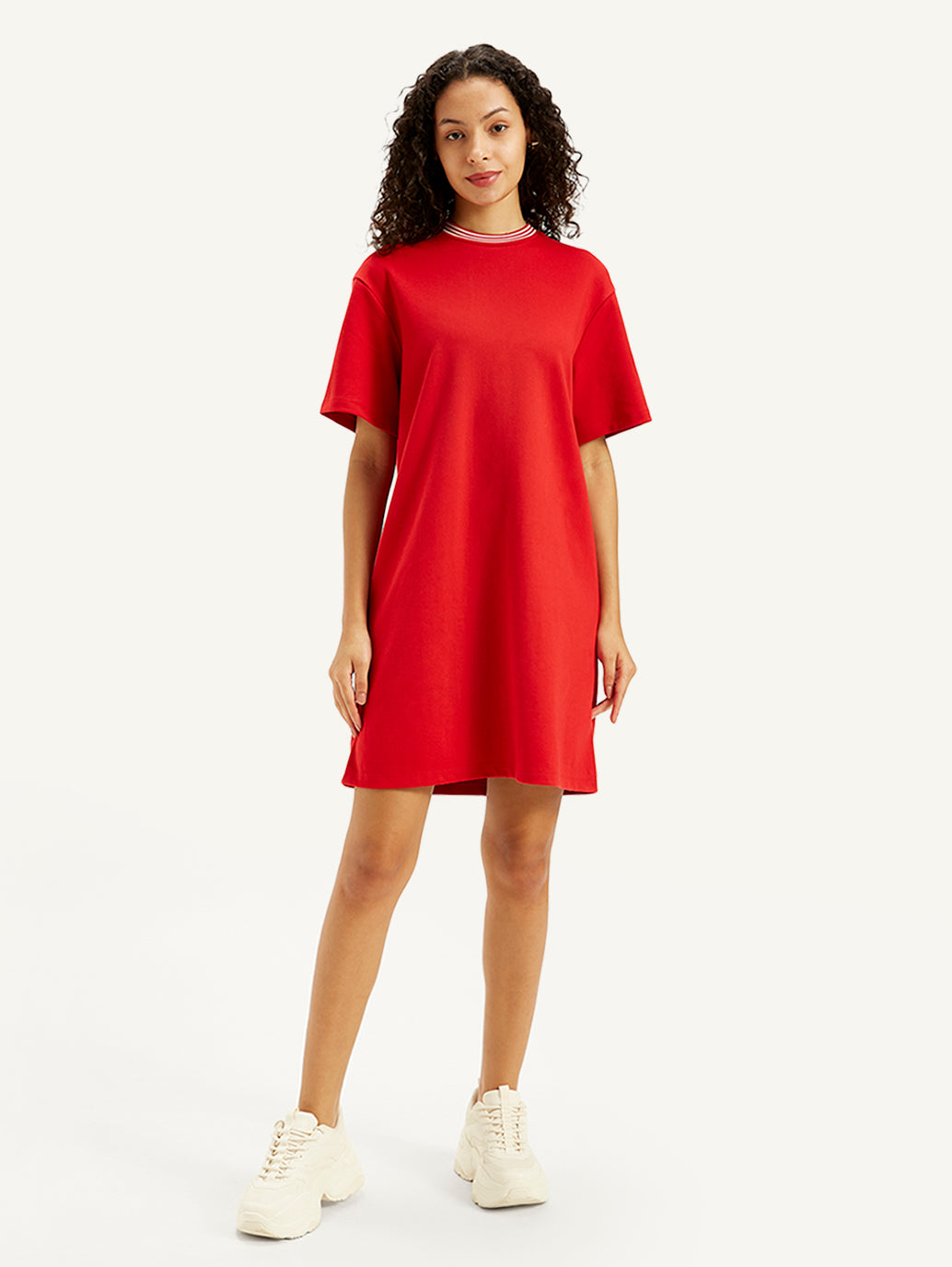 Women's Solid Red Crew Neck Dress – Levis India Store