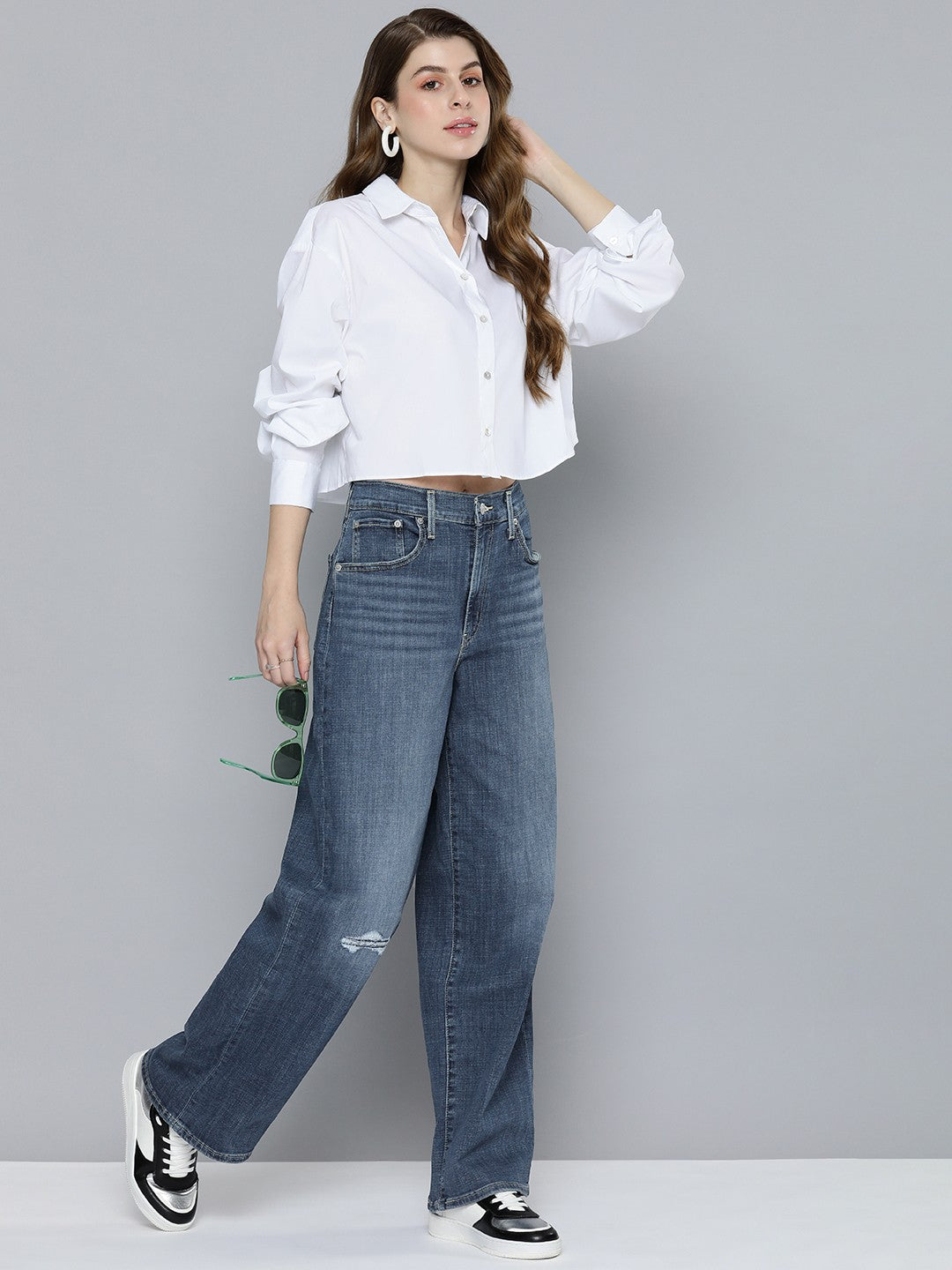 Blue Jeans Stylish Girl In Jeans Shirt Denim Shirt For Women, Full