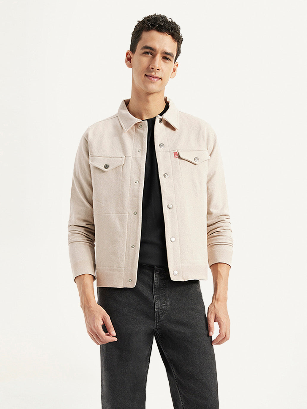Men's Solid Beige Spread Collar Jacket – Levis India Store