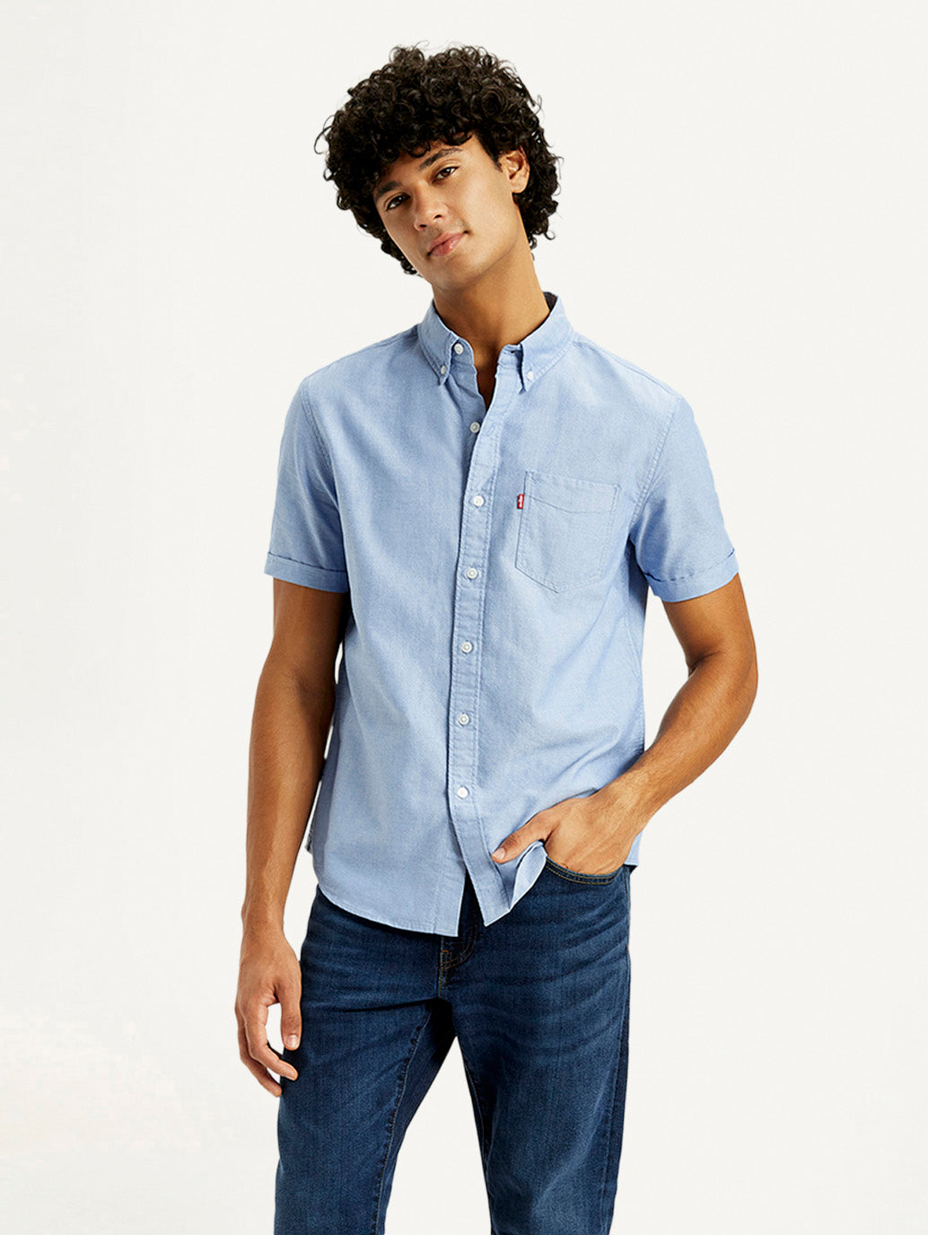 Men's Solid Slim Fit Oxford Shirt - Main Image