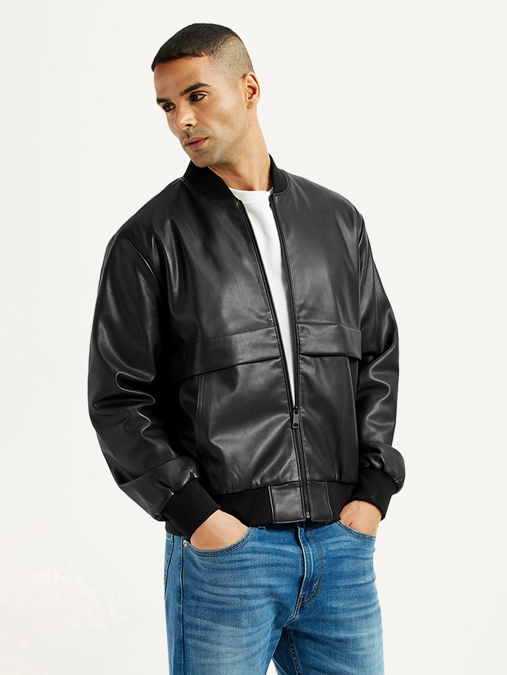 Men's Solid Black Bomber Jacket – Levis India Store