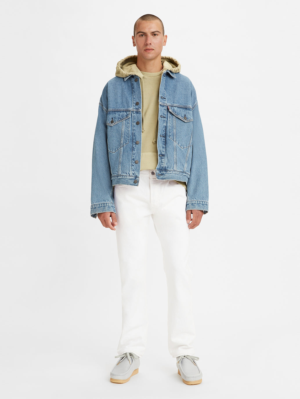 Men's 501 White Straight Fit Mid Rise Jeans