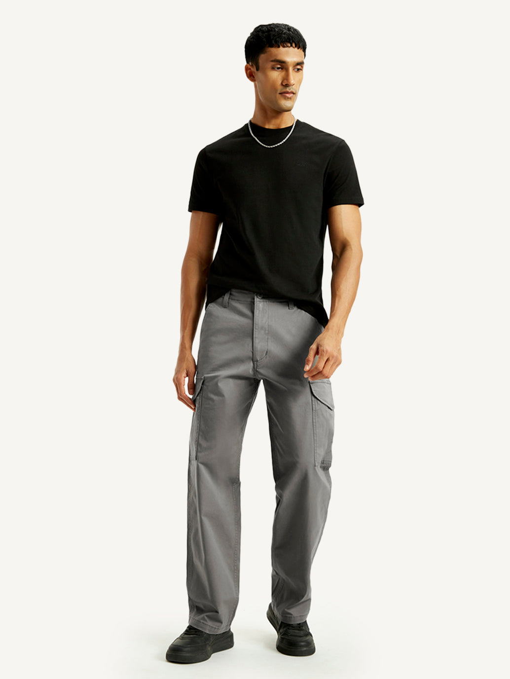 Men's Grey Baggy Fit Mid Rise Cargo Trousers – Levis India Store