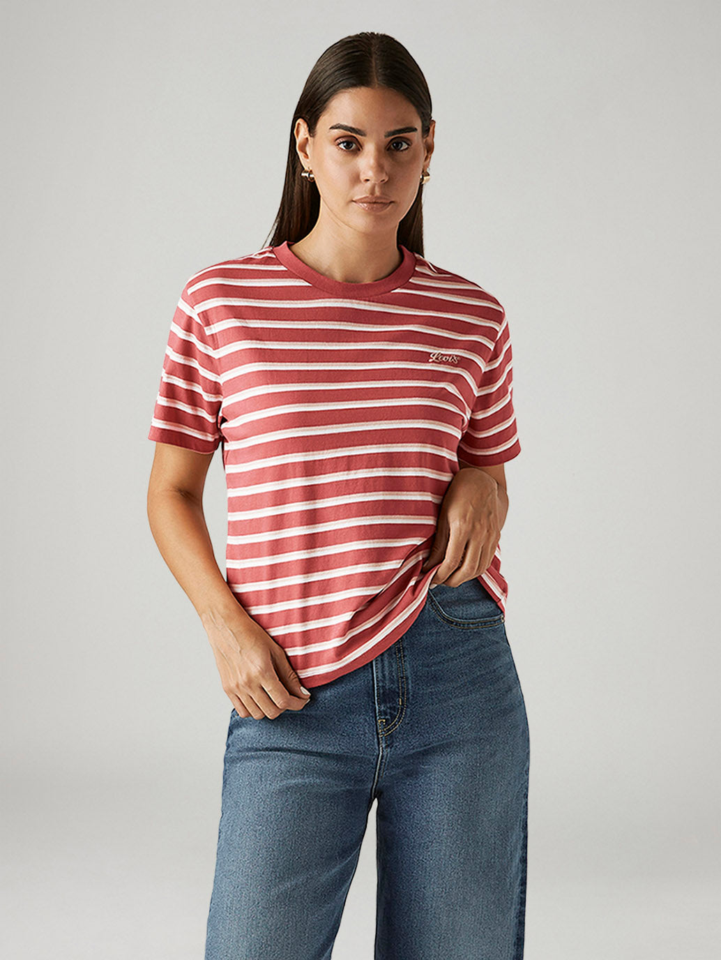 Women's Striped Red Relaxed Fit T-shirt – Levis India Store