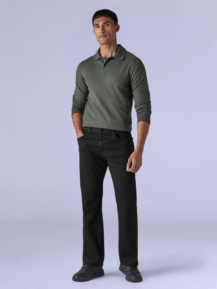 Men's 517 Black Bootcut Fit Mid Rise Redloop Jeans
