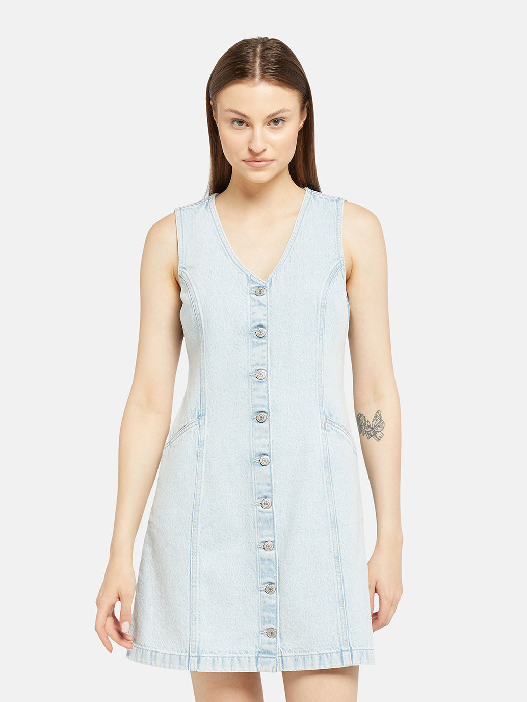 Women's Solid Light Blue Mini Dress