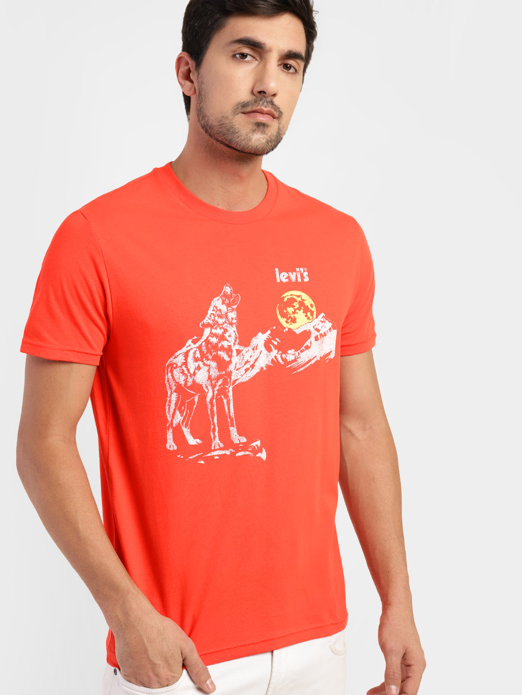 Men's Graphic Print Slim Fit T-shirt Red