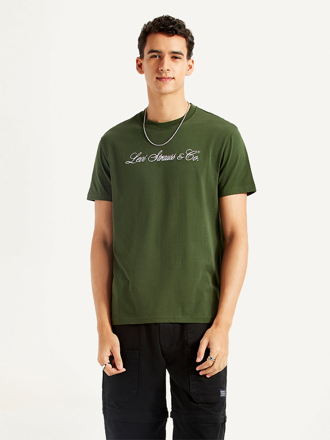 Men's Rust Typography Printed Slim Fit T-shirt