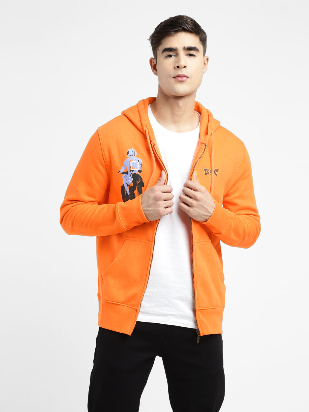 Men's Graphic Print Hooded Sweatshirt - Main Image