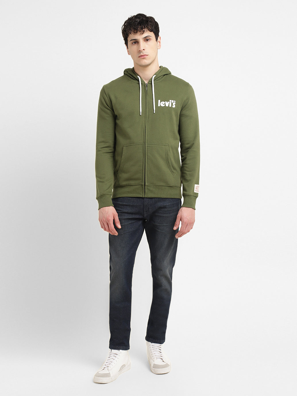 Men's Solid Green Hooded Sweatshirt