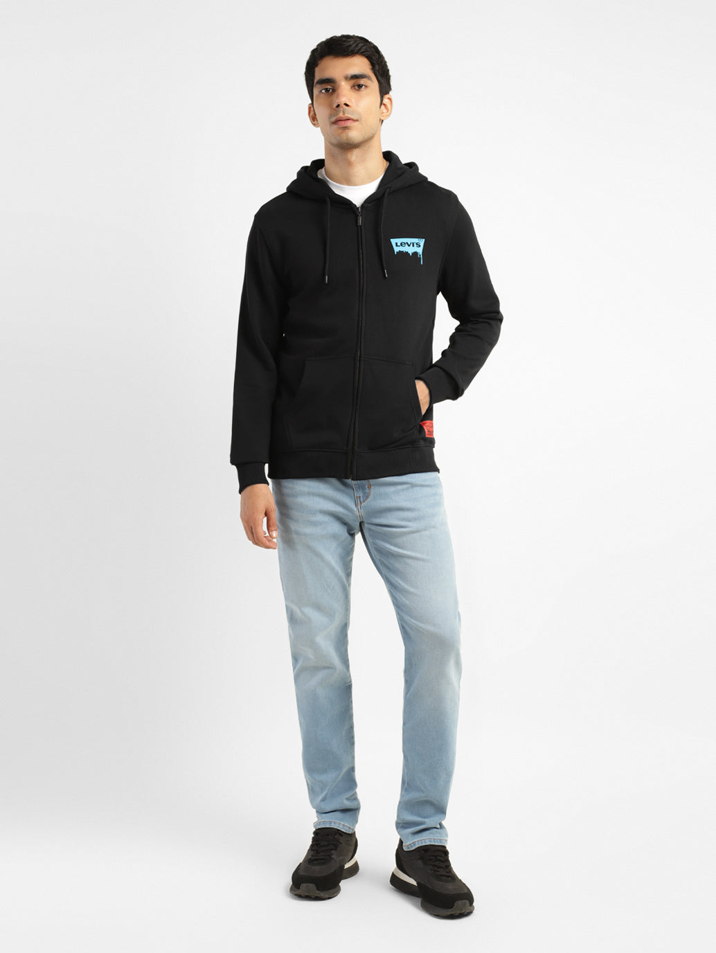 Men's Solid Black Hooded Sweatshirt