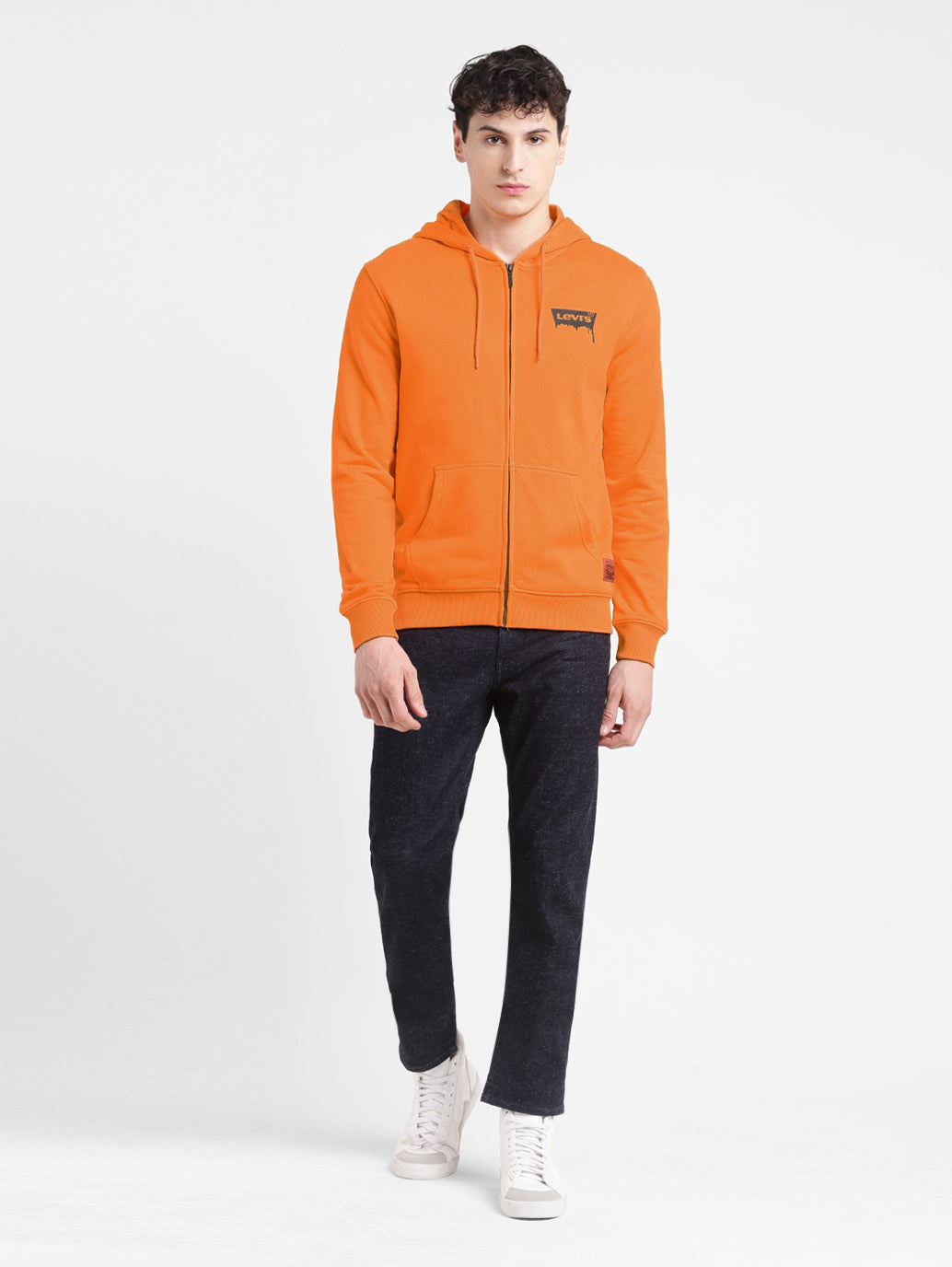 Men's Solid Orange Hooded Sweatshirt – Levis India Store