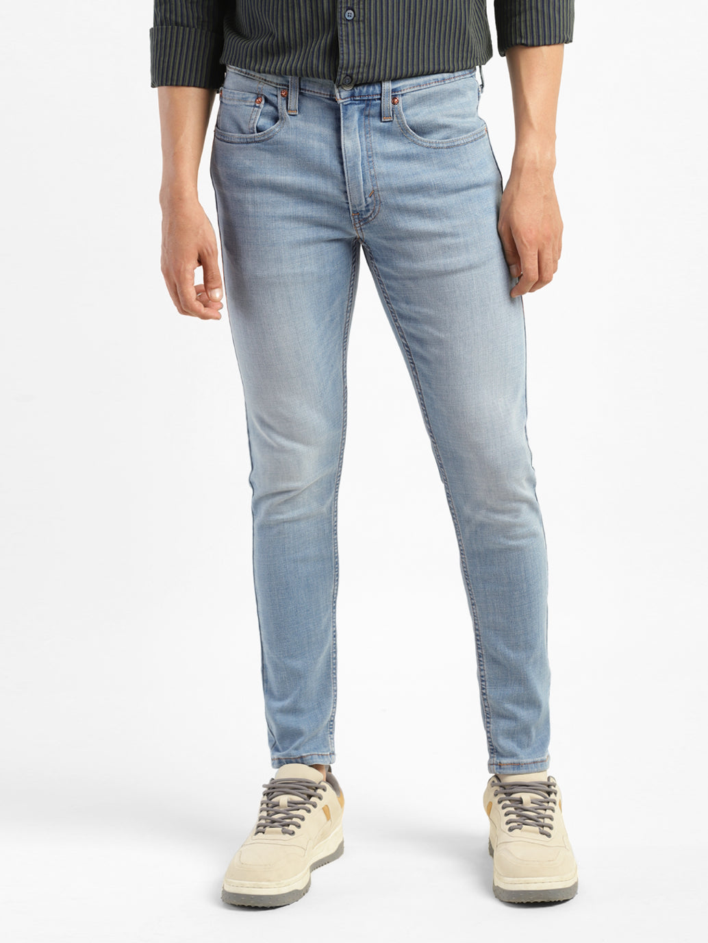 Men's Blue Skinny Fit Mid Rise Jeans - Main Image