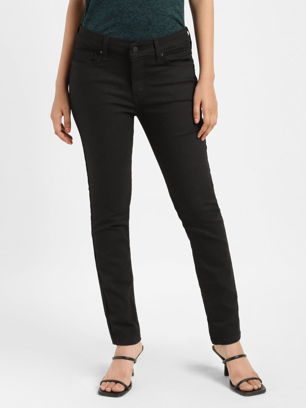 Women's 711 Black Skinny Fit Mid Rise Jeans