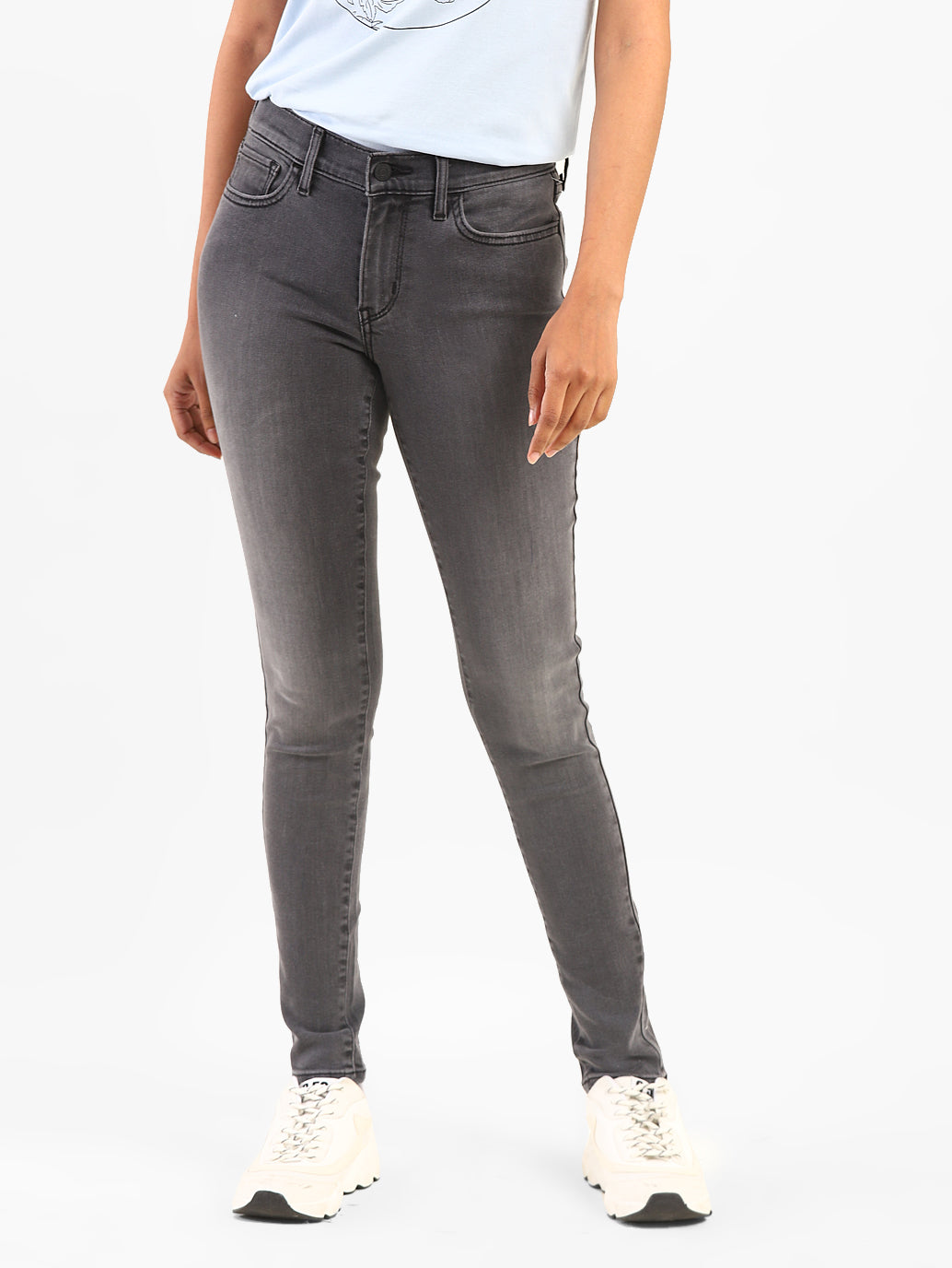 Women's 710 Grey Skinny Fit Mid Rise Jeans