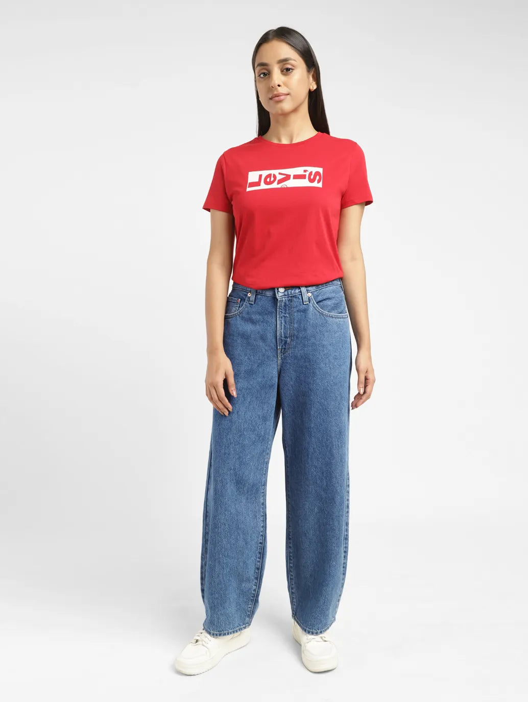 Women's Blue Ribcage Straight Ankle Fit High Rise Jeans