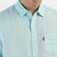 Men's Polka Dot Spread Collar Linen Shirt