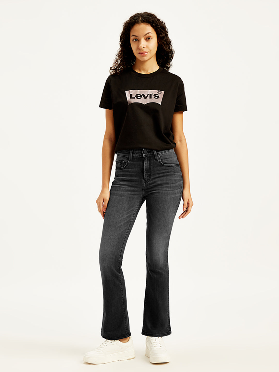 Women's 725 Black Flared Fit High Rise Jeans