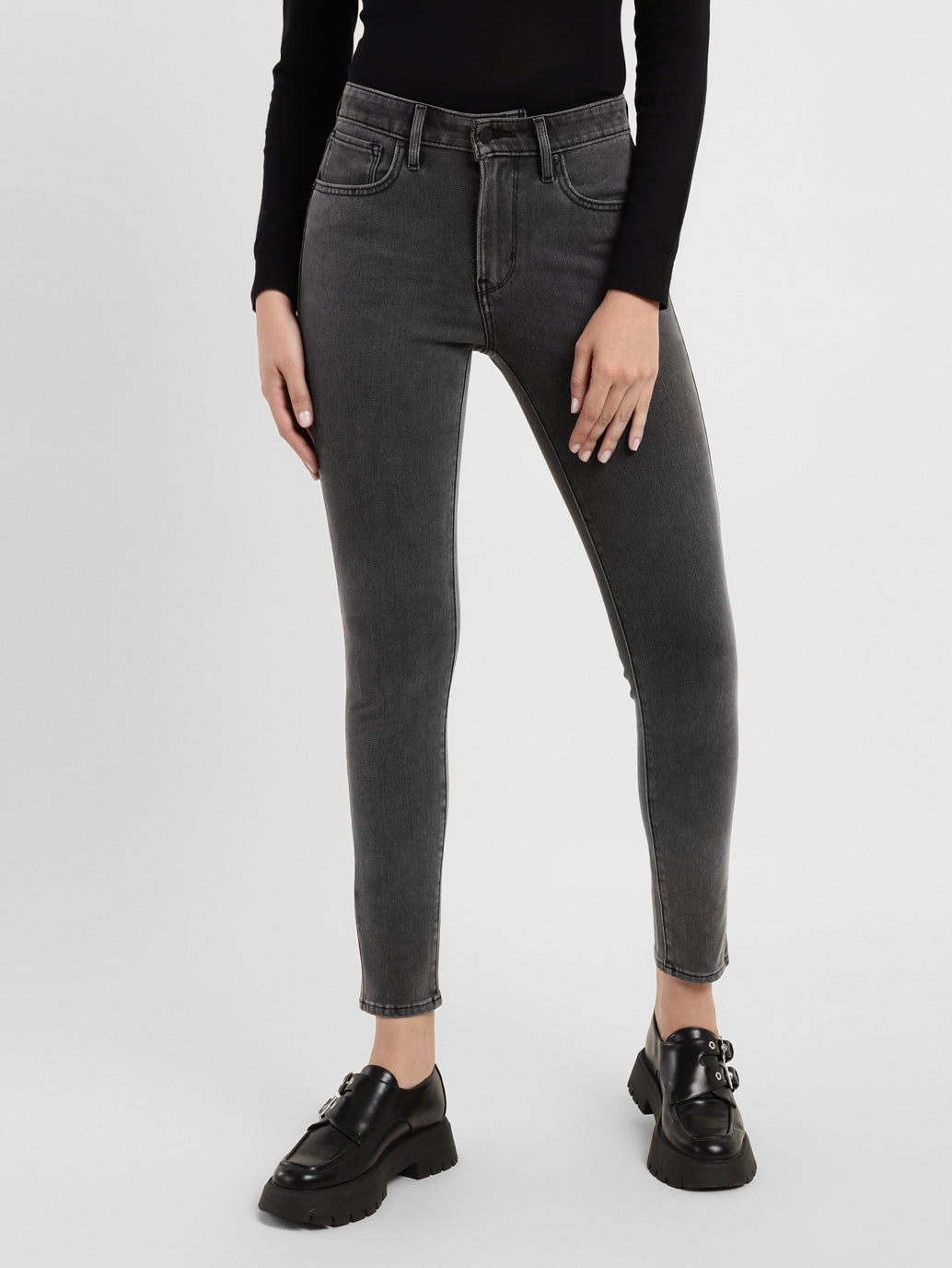 Women's 721 Grey Skinny Fit High Rise Jeans - Main Image