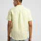 Men's Checkered Spread Collar Linen Shirt Green