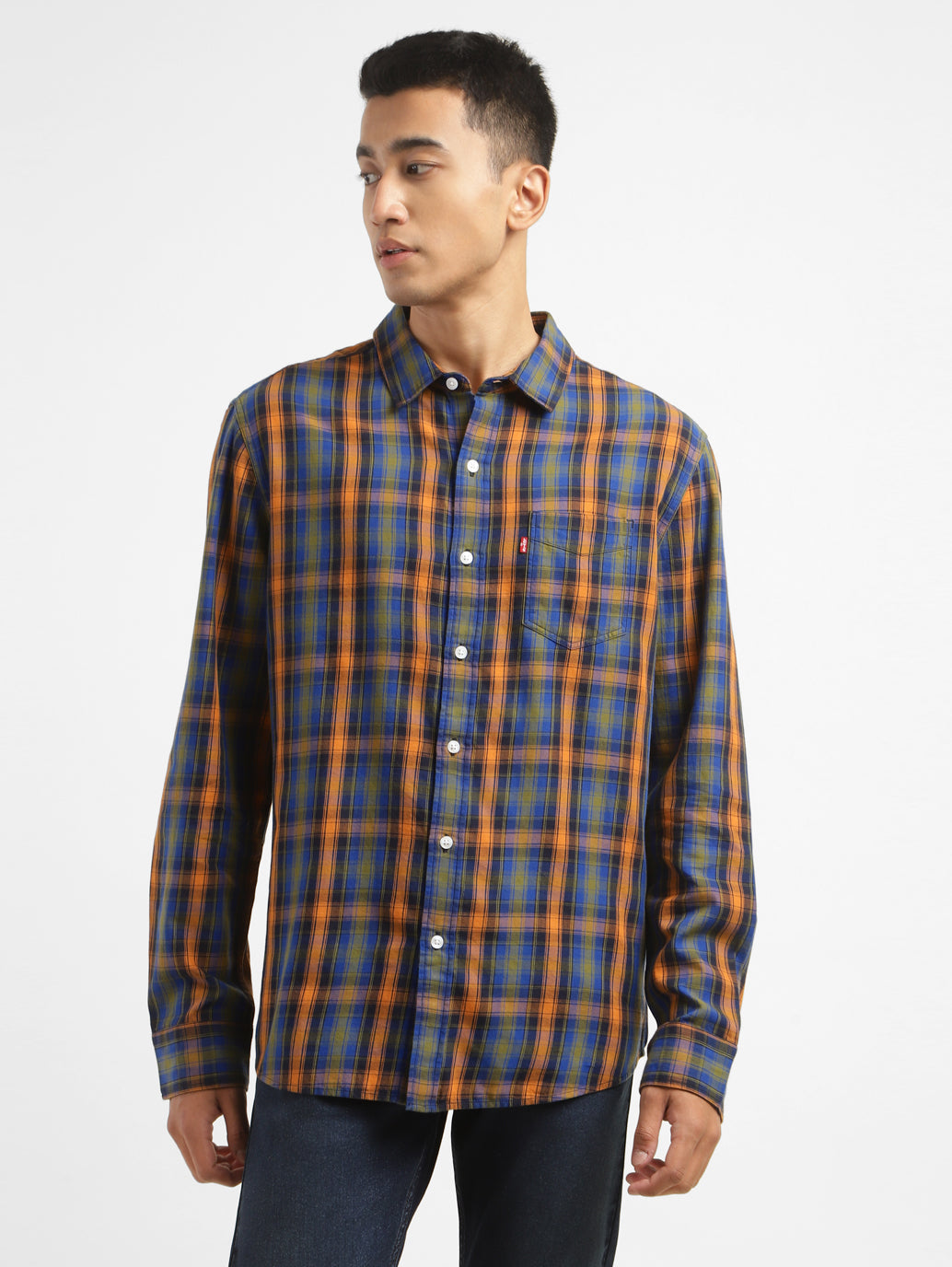 PULL & BEAR Mens Check Shirts Cotton Long Sleeve Soft Flannel