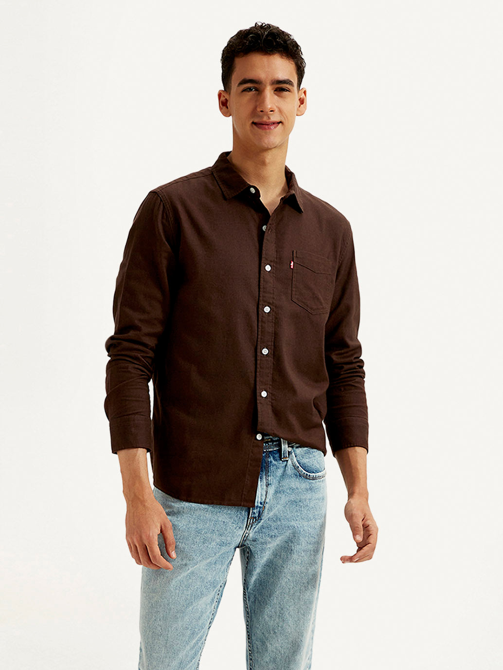 Men's Solid Slim Fit Oxford Shirt - Main Image