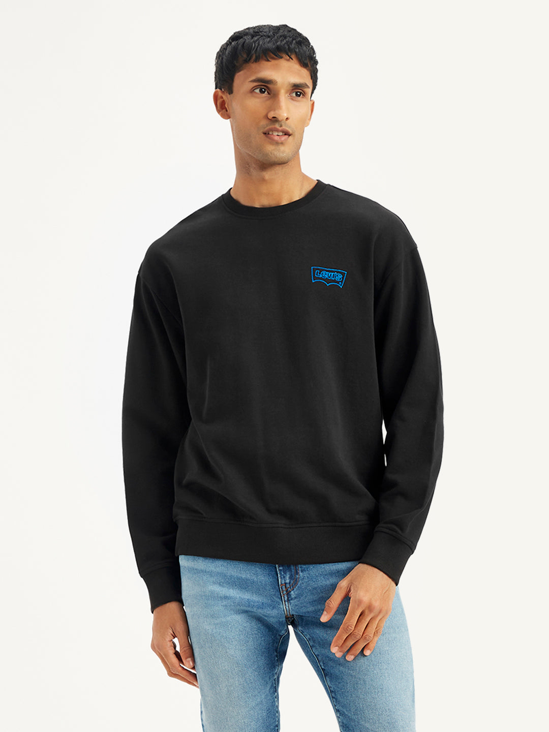 Men's Solid Black Crew Neck Sweatshirt – Levis India Store