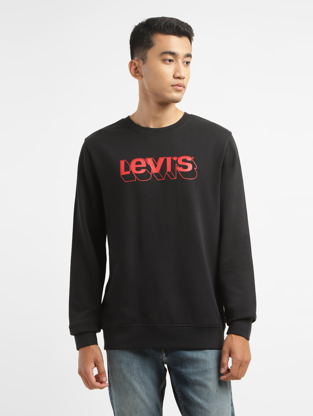 Men's Alphanumeric Black Crew Neck Sweatshirt – Levis India Store