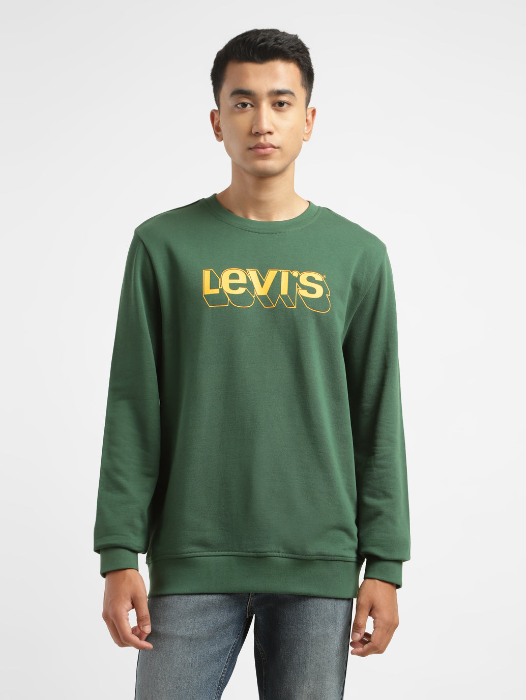 Men's Brand Logo Green Crew Neck Sweatshirt – Levis India Store