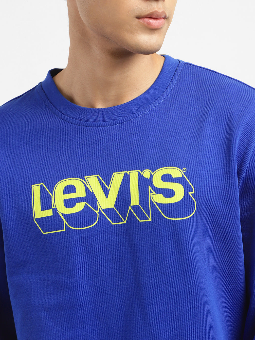 Men's Brand Logo Blue Crew Neck Sweatshirt
