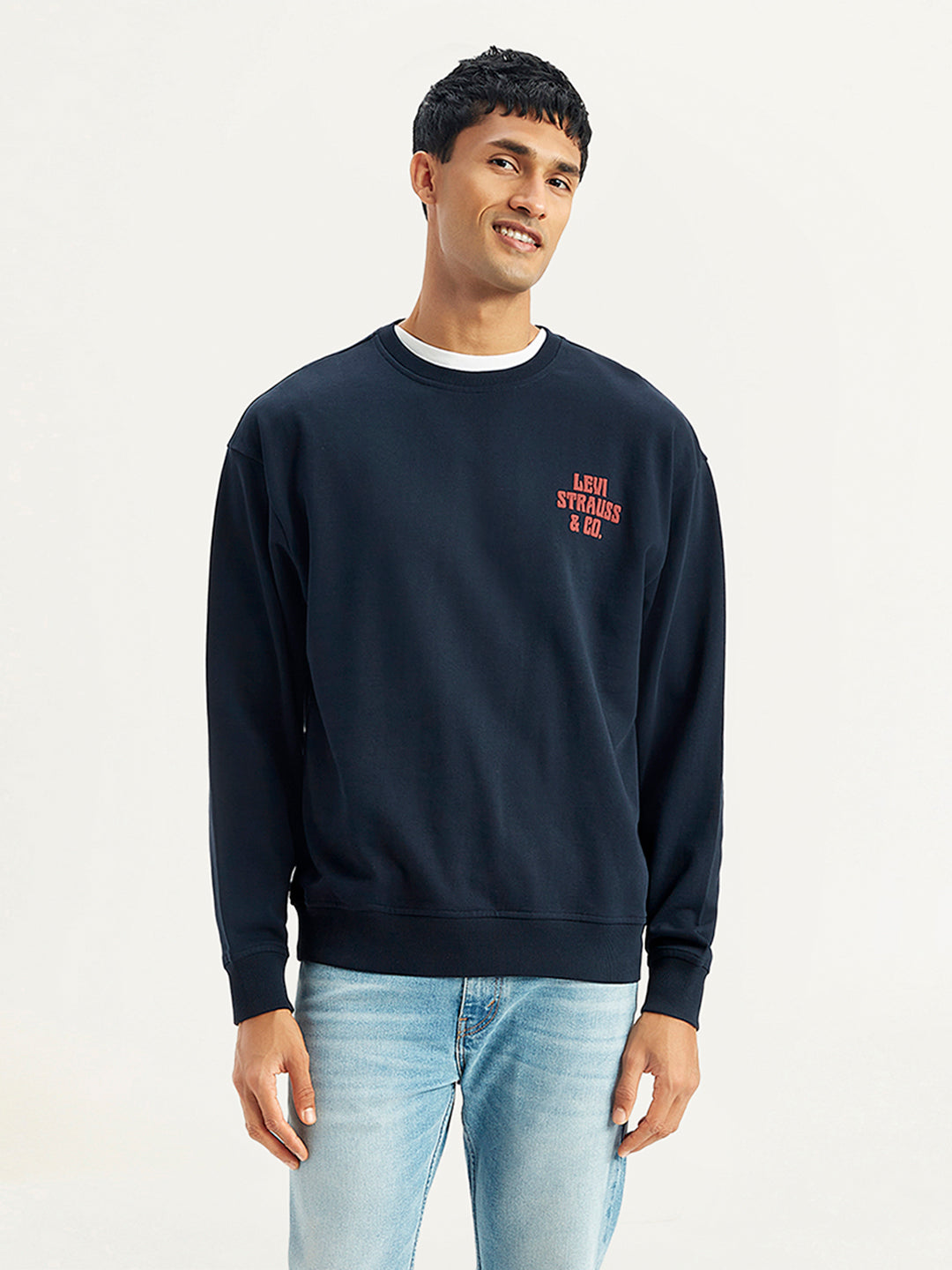 Men's Solid Navy Crew Neck Sweatshirt – Levis India Store