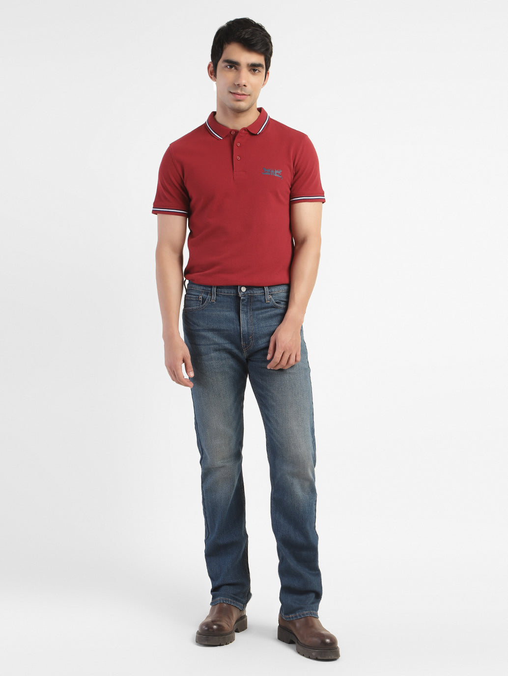 Red Polo Shirt With Pants Men's Solid Polo T-shirt Red