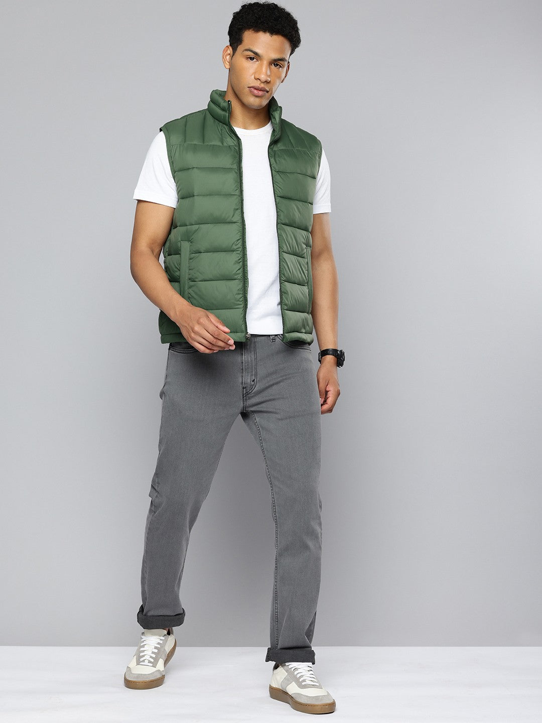 Men's Quilted Green High Neck Puffer Jacket – Levis India Store