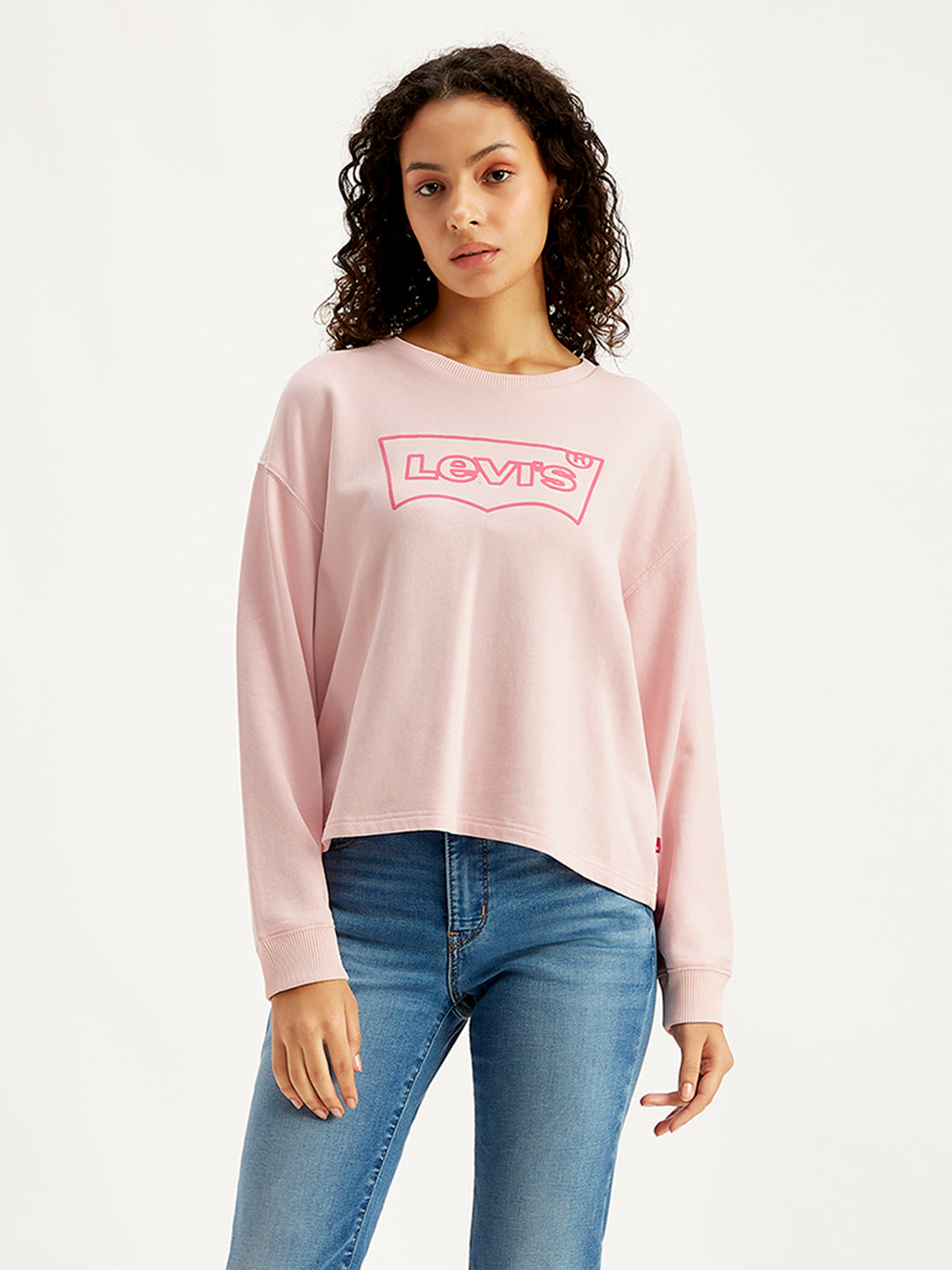 Pink Lightweight Sweatshirts Crew Womens Light Sweatshirts Women's