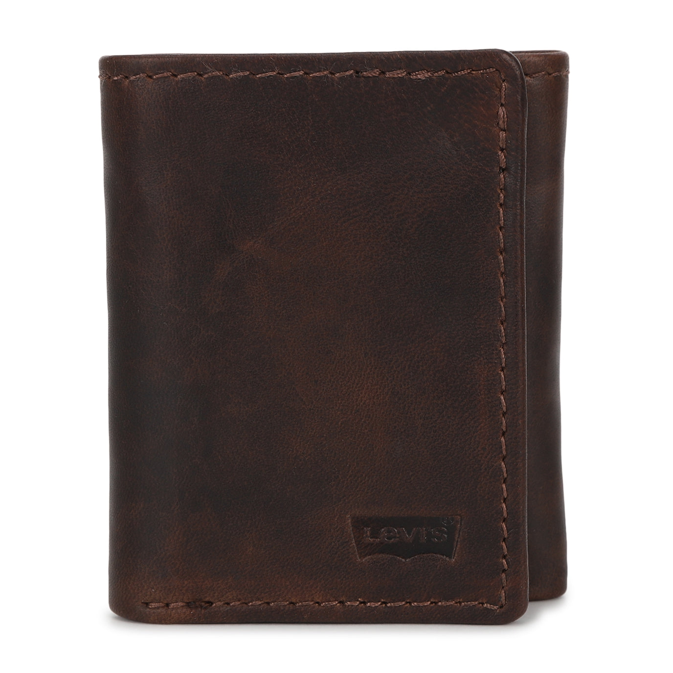 Men's Brown Brand Logo Tri-Fold Wallet