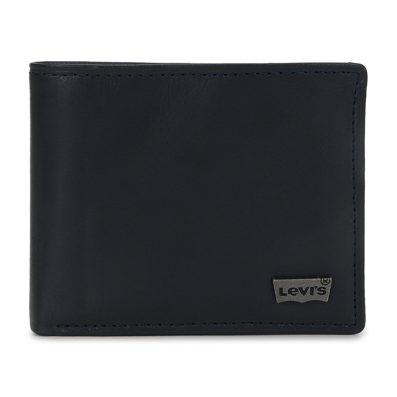 Men's Blue Brand Logo Bi-Fold Wallet