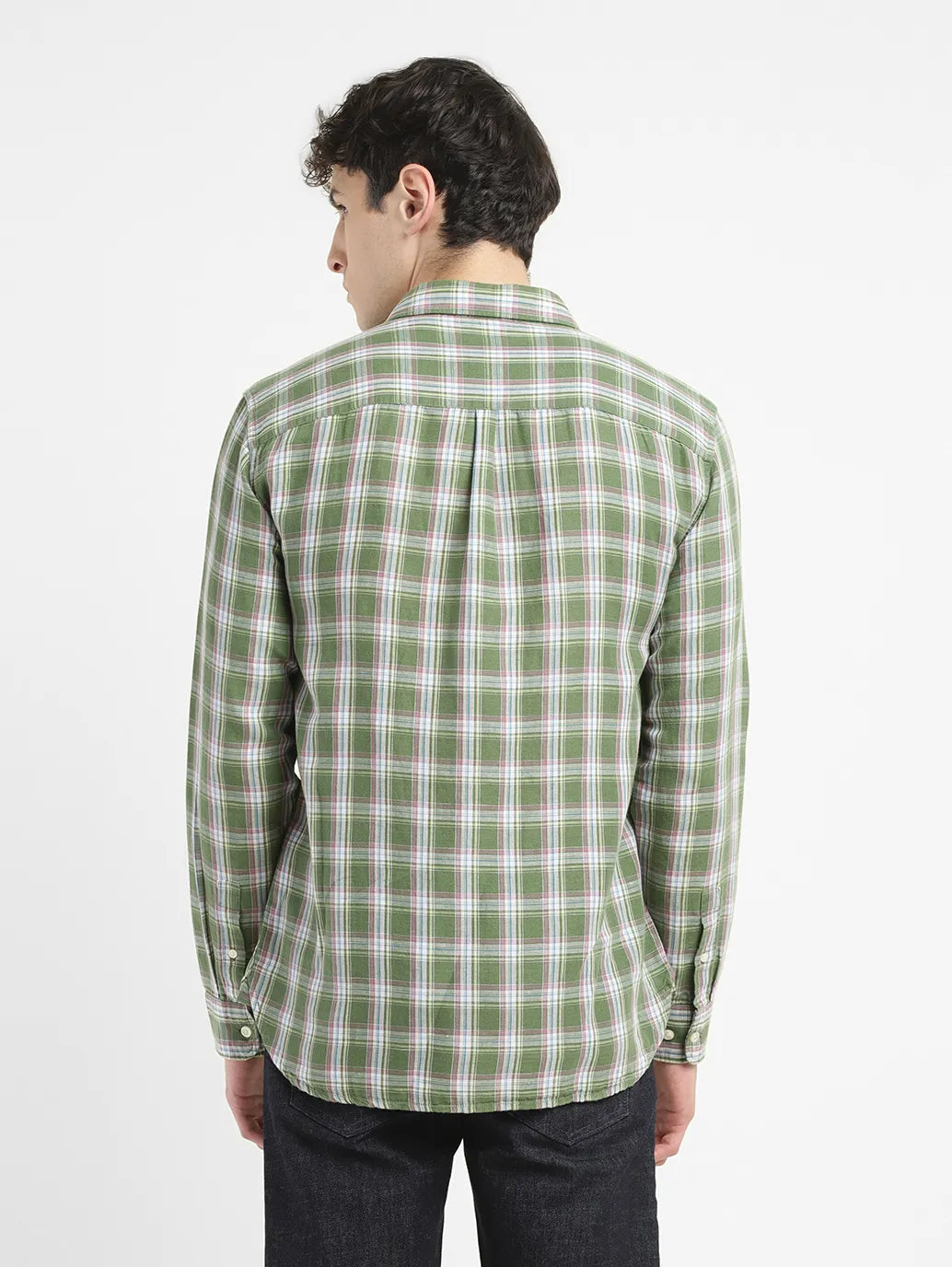 men's Checkered Slim Fit Linen Shirt