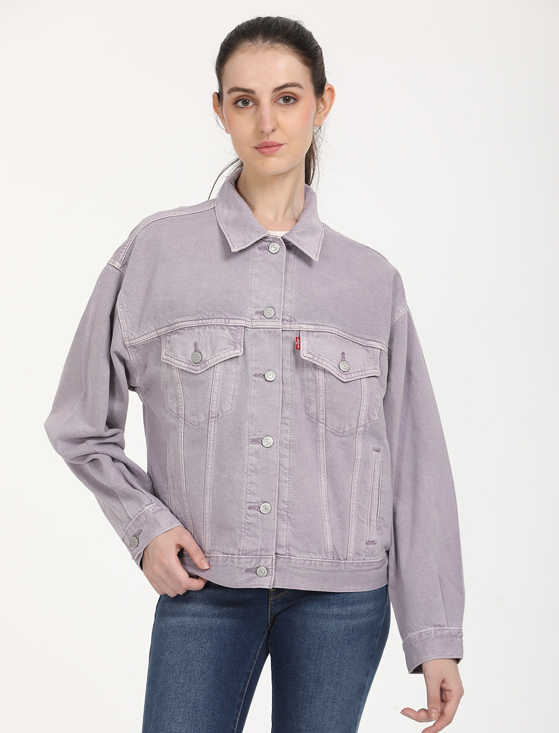 Women's Solid Purple Spread Collar Denim Trucker Jacket – Levis