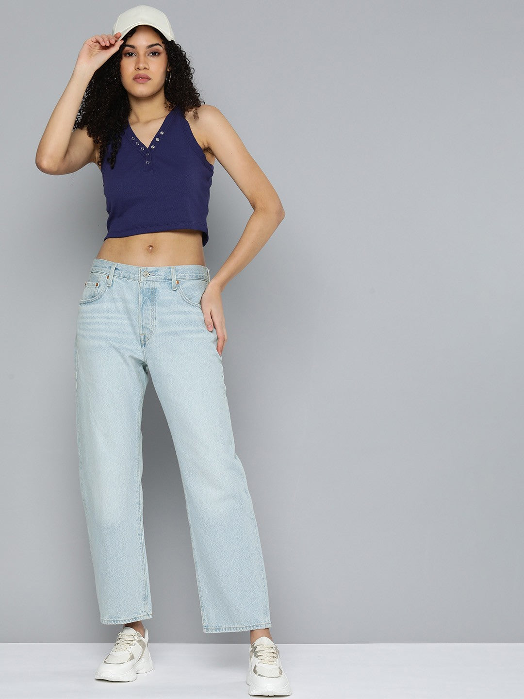 Women's 501'90 Blue Straight Fit Mid Rise Jeans