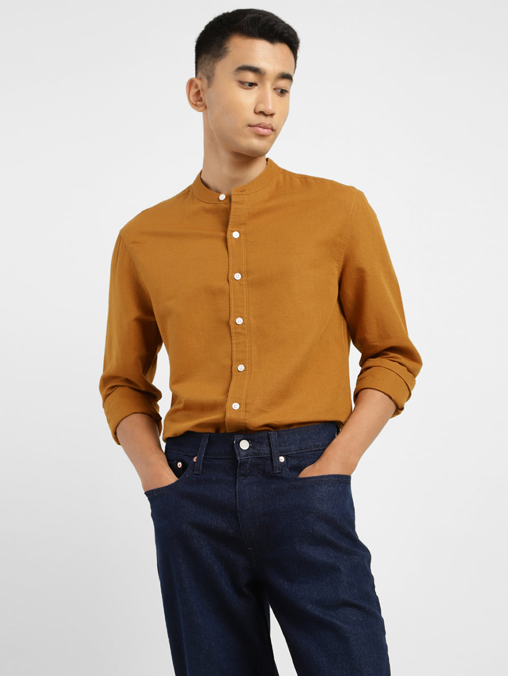 Men's Solid Slim Fit Linen Shirt Orange Levis India Store Men's Solid Slim Fit Linen Shirt Orange Levis India Store