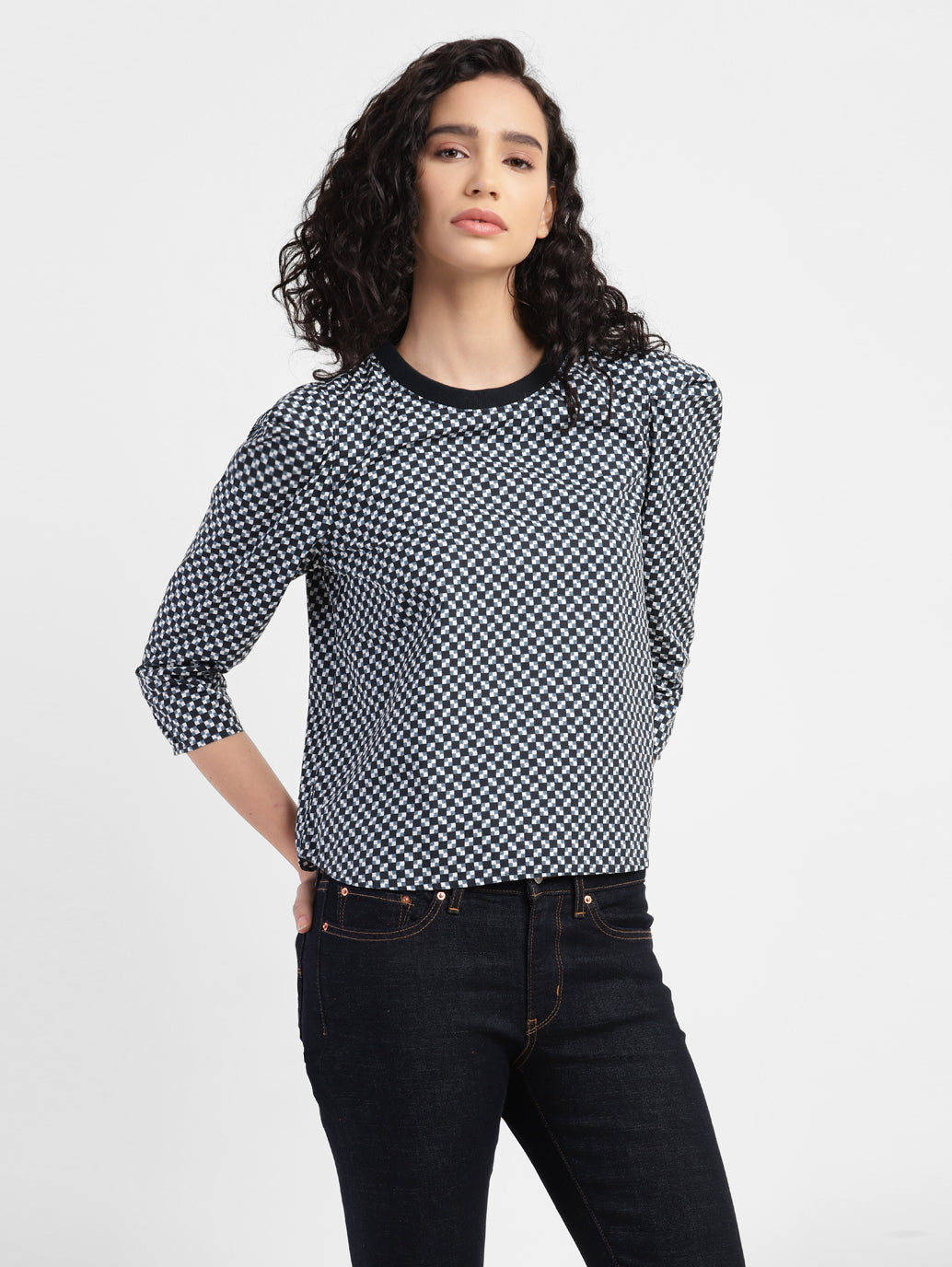 Women's Checkered Crew Neck Top – Levis India Store