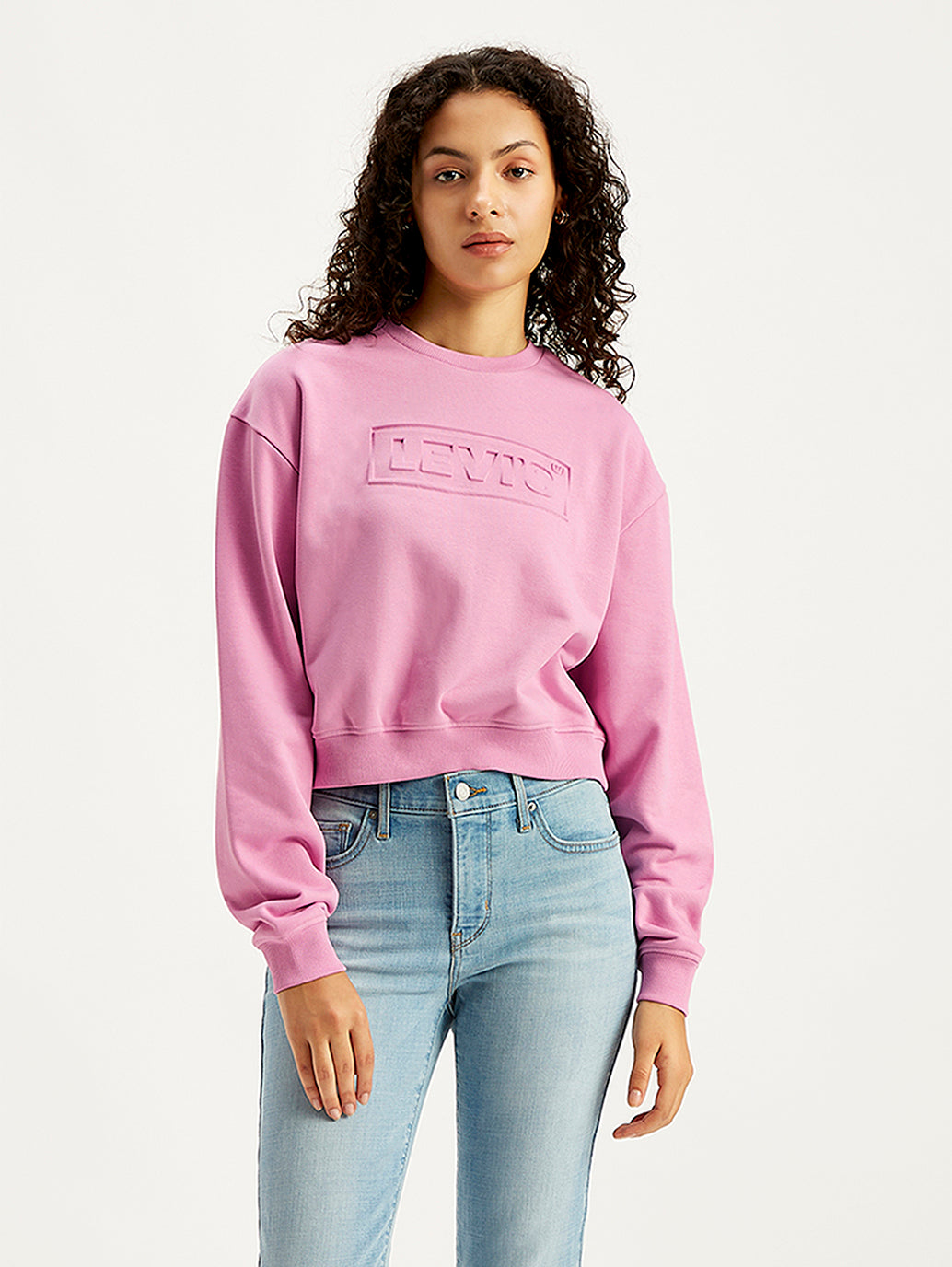 Women's Brand Logo Pink Crew Neck Sweatshirt - Main Image