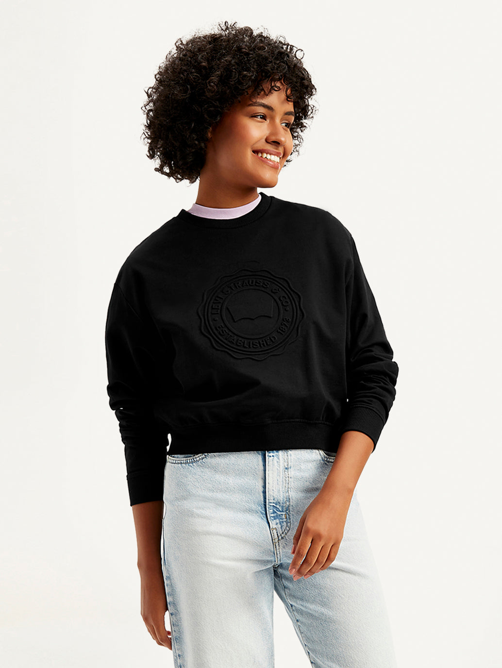 Women's Embossed Regular Fit Sweatshirt - Main Image