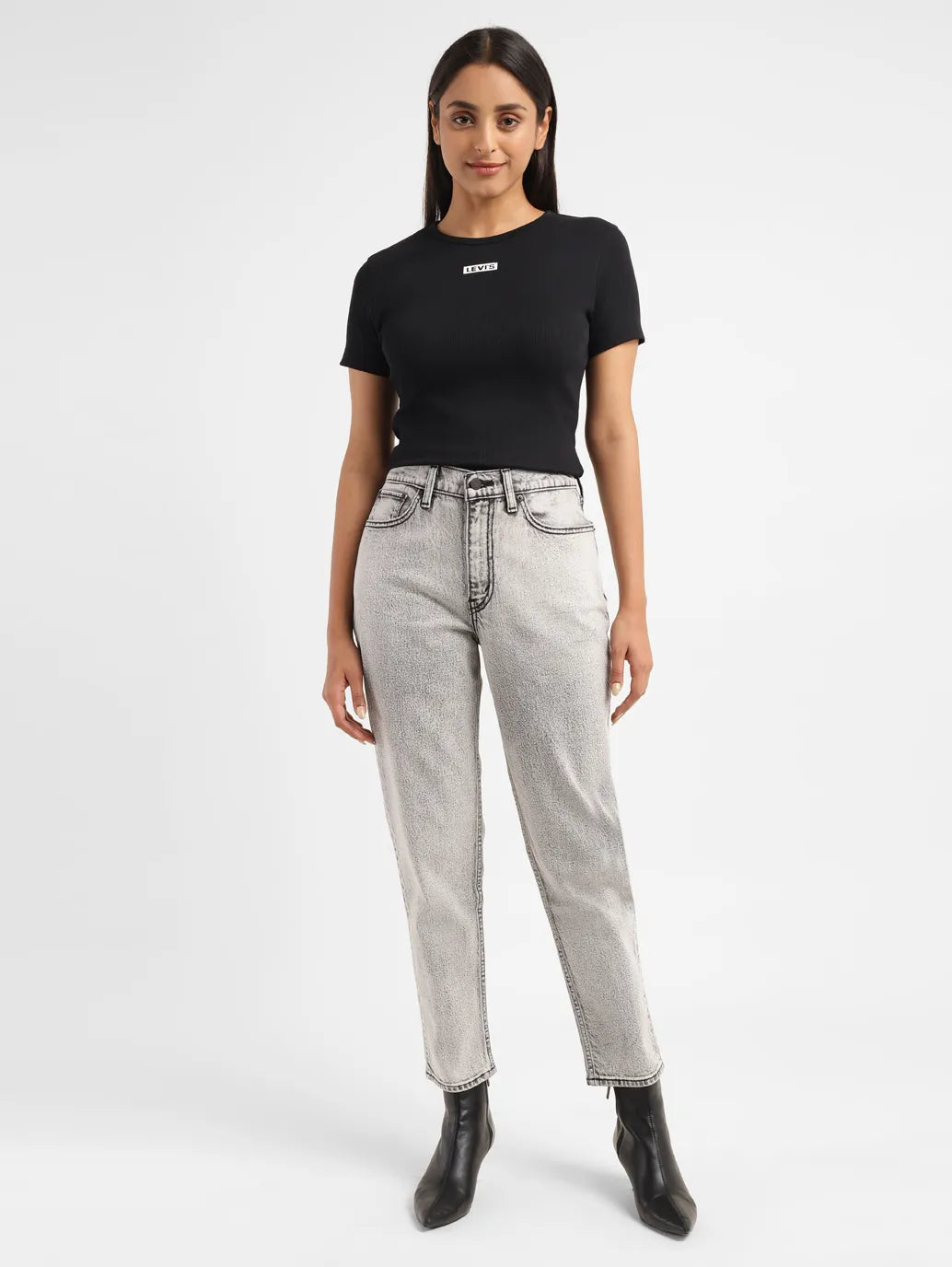 Women's 80s Mom Grey Loose Fit High Rise Jeans - Main Image