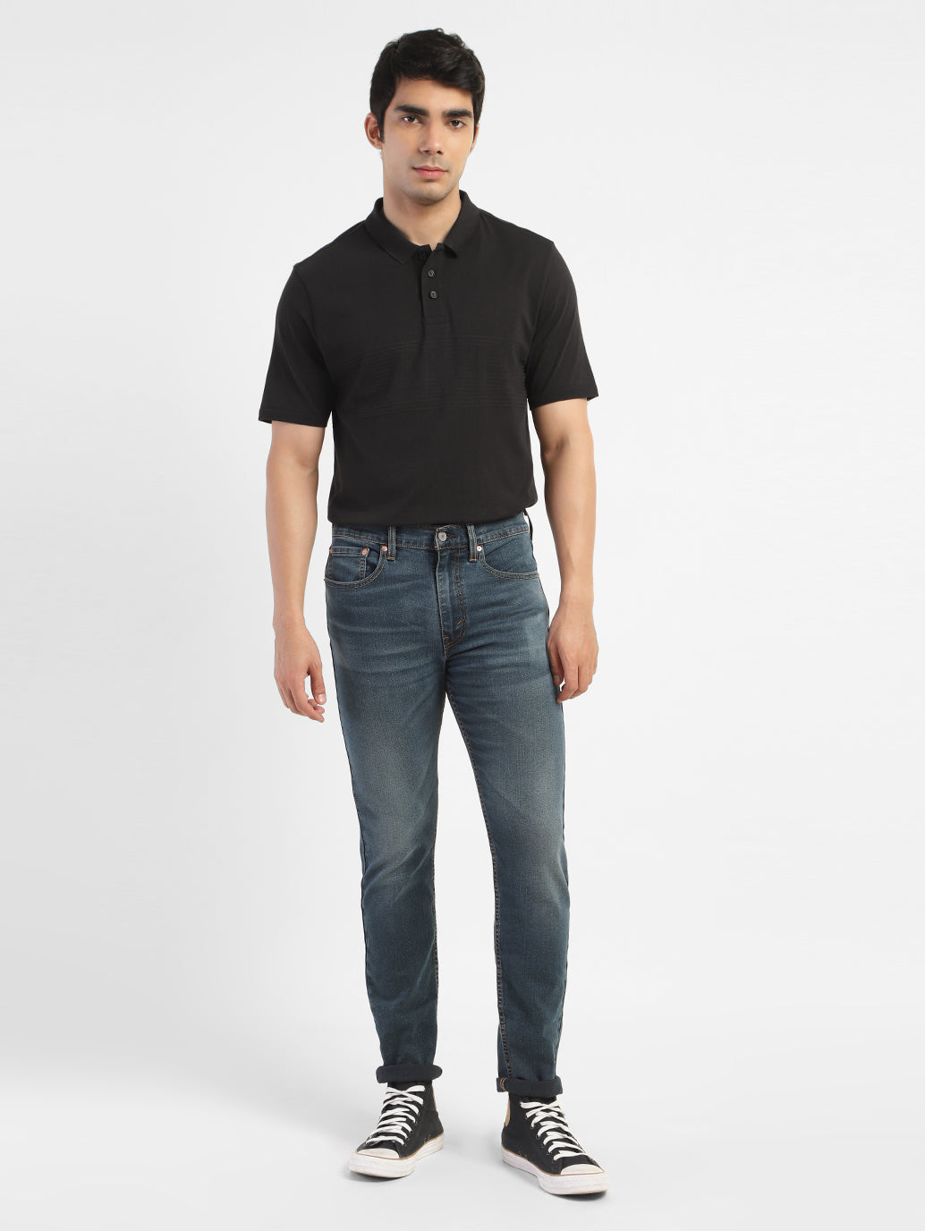 Men's Solid Polo T-shirt Black - Main Image