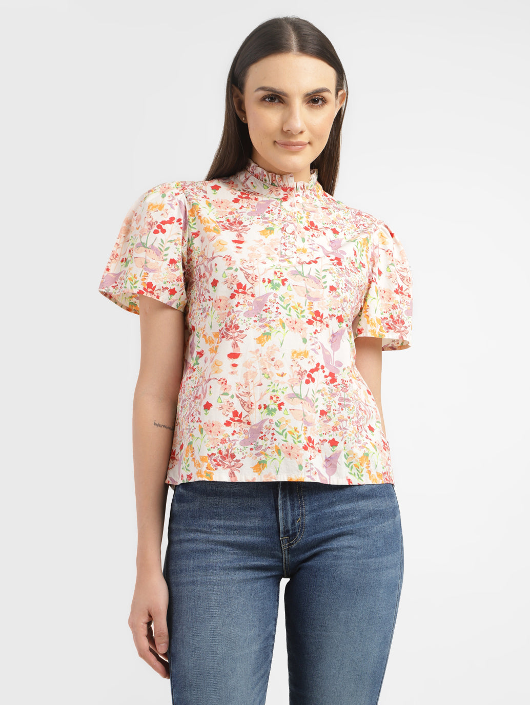 Women's Floral Print Band Neck Top – Levis India Store