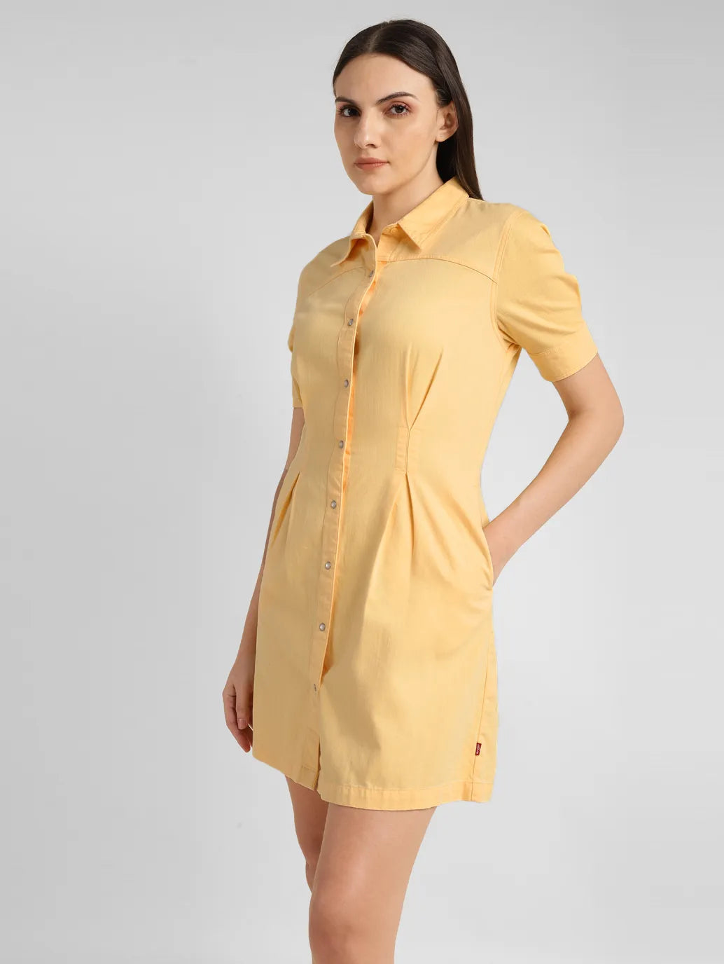 Women's Solid Yellow Spread Collar Dress – Levis India Store